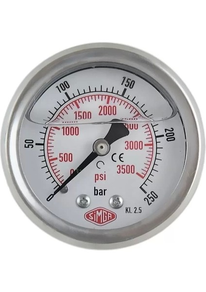 Ø 52 - 0 - 1 Bar 1/4 Gliserinli Arka Çıkışlı Manometre