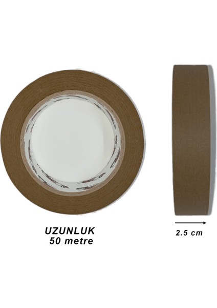 Yapışkanlı Kraft Çiçek Bandı - Maskeleme Bandı - Kahverengi - 2.5 cmx50 metre fiyatları