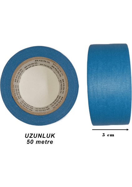 Yapışkanlı Çiçek Bandı - Maskeleme Bandı - Mavi - 5 CMX50 Metre fiyatları