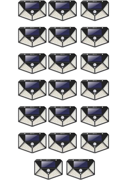 Dp-71 100 Ledli Hareket Sensörlü Güneş Enerjisiyle Çalışan Su Geçirmez Duvar Lambası 20 Adet