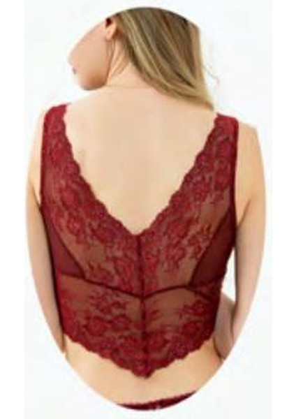 1470 Balensiz Dantelli Bralet-Bordo