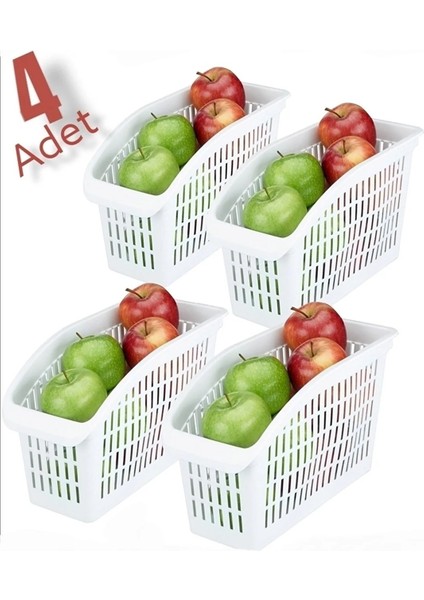 Plastik Buzdolabı Düzenleyici 4 lü Set , Organizer , Beyaz Buzdolabı organizeri , Buzdolabı Sepeti