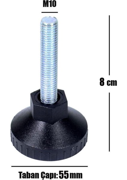 Rotil Ayak M10 55 mm Siyah Profil Ayağı 8 cm fiyatları