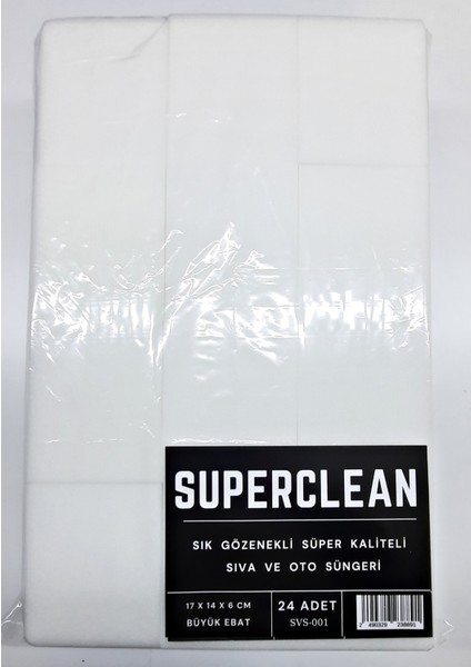 Superclean Oto  Yıkama  ve  Sıva  Süngeri    24  Adet   - 17X14X6  cm