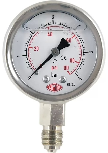 Ø 63 - 0 - 16 Bar 1/4 Alttan Çıkışlı Gliserinli Manometre