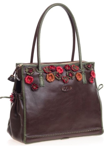 Lase Kahve Deri/yeşil Kadın Omuz Çantası 76 Lase fiyatları