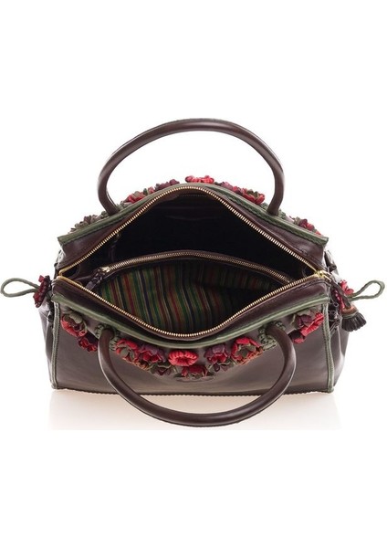 Lase Kahve Deri/yeşil Kadın Omuz Çantası 76 Lase fırsatları