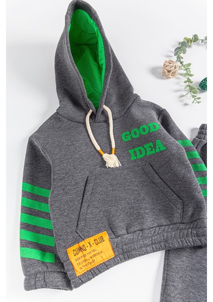 Kapüşonlu Çizgi Şeritli Erkek Çocuk Eşofman Takımı fiyatları