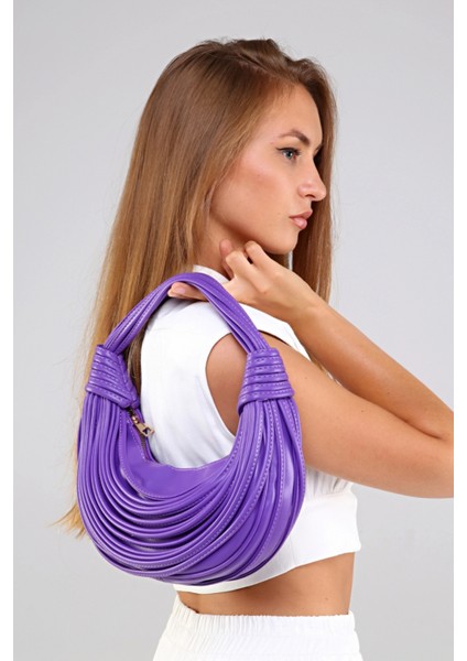 Mor Biye Tasarım Detaylı Kadın Omuz Çantası fırsatları