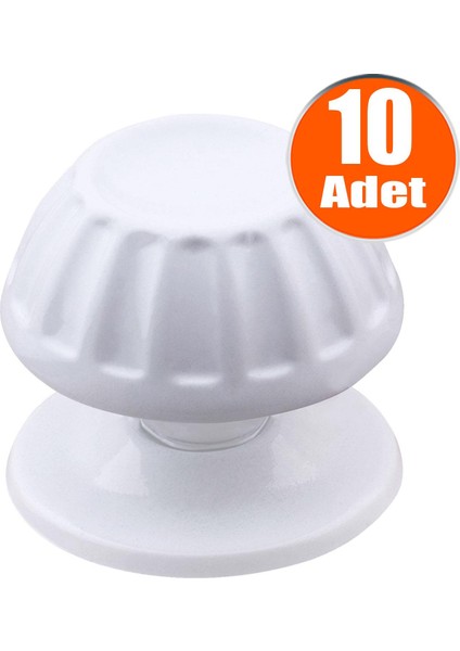 Papatya Kapı Tokmağı Kapı Topuzu Babası Kolu Beyaz Metal Tokmak (10 Adet)