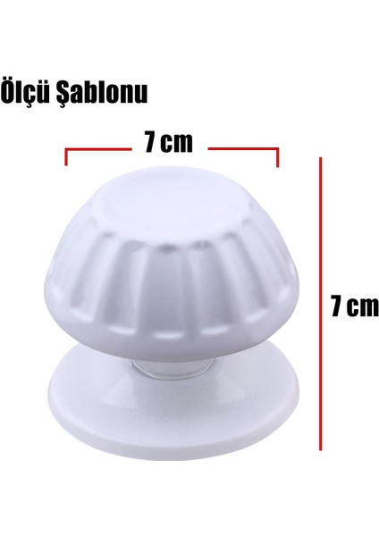Papatya Kapı Tokmağı Kapı Topuzu Babası Kolu Beyaz Metal Tokmak (10 Adet)