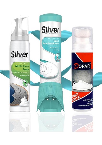 Ayakkabı Bakım Seti - Dopar Kumaş Deri Spor Ayakkabı Boyası + Silver Ayakkabı Deodorantı & Temizleme Köpüğü