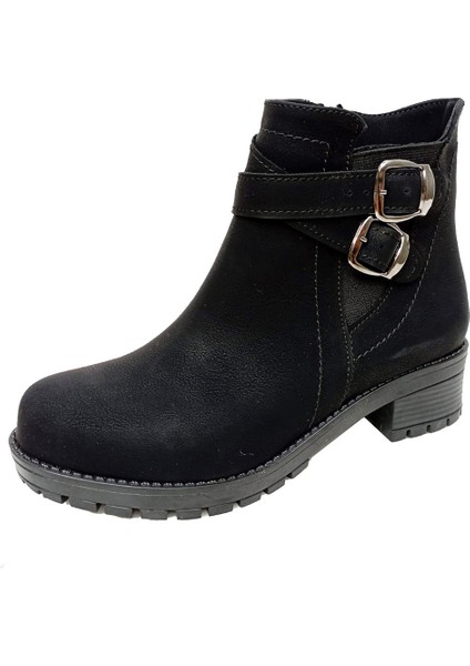 2160-22 Yağlı Deri Fashion Fermuarlı Kadın Bot