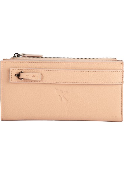 Karali Deri Deri Unisex Portföy Cüzdanı Pudra BC484-18