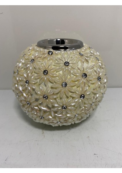 Papatya Taşlı Polyester Yuvarlak Mumluk fiyatları