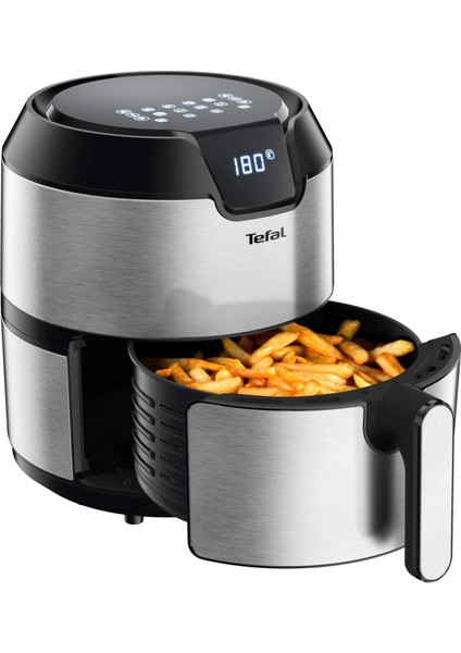 EY401D Easy Fry Deluxe Sıcak Hava Fritözü, 1500 W, 4,2 L Kapasite, Xl, 6 Otomatik Programlı, Dijital Ekran, Zamanlayıcı, 6 Porsiyonluk Patates Kızartması, Paslanmaz Çelik, Siyah