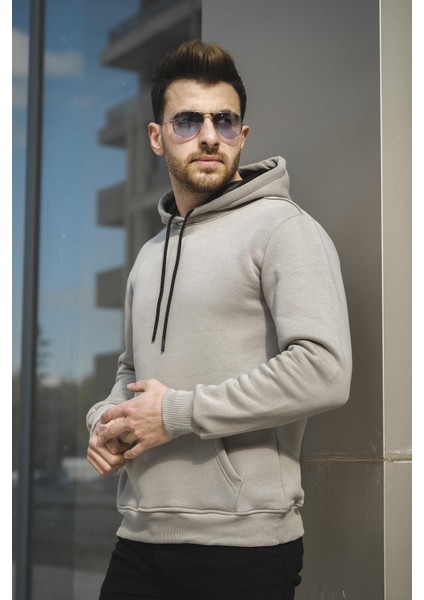 Janvier Üç Iplik Şardonlu Fitted Kapüşonlu Basic Erkek Sweatshirt