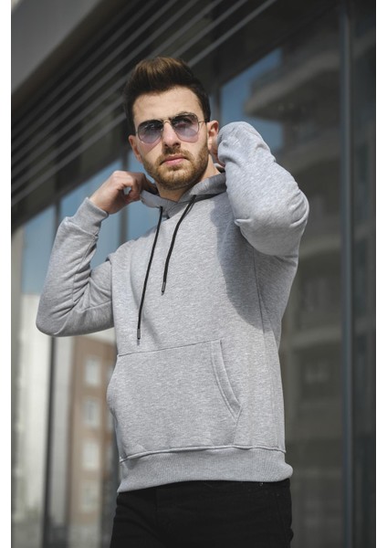 Janvier Üç Iplik Şardonlu Fitted Kapüşonlu Basic Erkek Sweatshirt