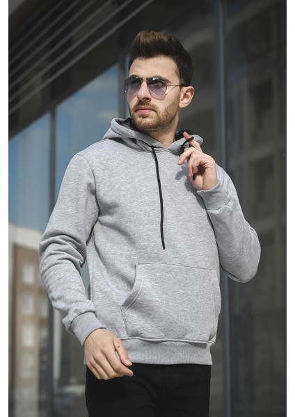 Janvier Üç Iplik Şardonlu Fitted Kapüşonlu Basic Erkek Sweatshirt