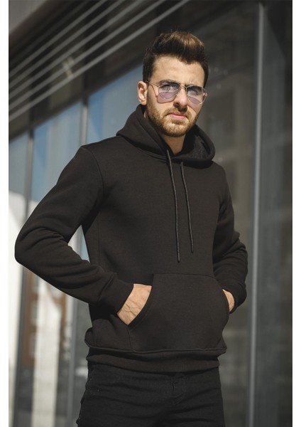Janvier Üç Iplik Şardonlu Fitted Kapüşonlu Basic Erkek Sweatshirt