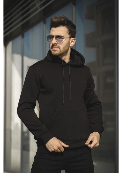 Janvier Üç Iplik Şardonlu Fitted Kapüşonlu Basic Erkek Sweatshirt