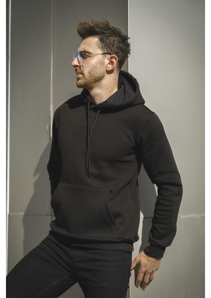 Janvier Üç Iplik Şardonlu Fitted Kapüşonlu Basic Erkek Sweatshirt