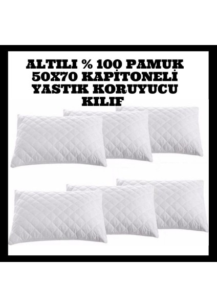 6 Adet Kapitoneli Yastık Koruyucuyastık Kılıfı Femuarlı 100% Pamuklu Terletmez 50X70M Ebatında Beyaz