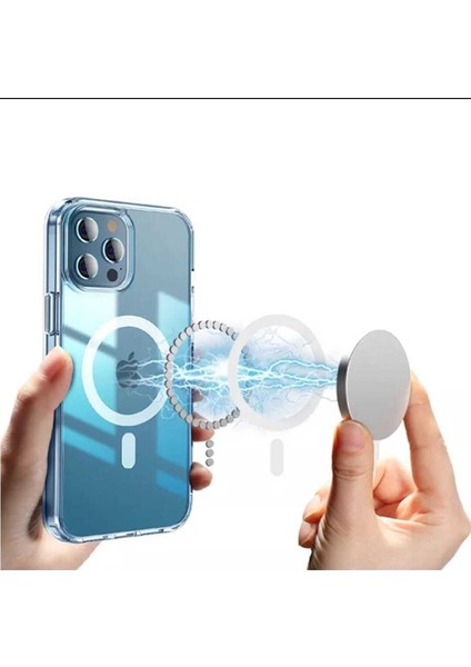 Iphone 11 Kılıf Magsafe Wireless Şarj Destekli Şeffaf Kapak Magnetic Crystal Case