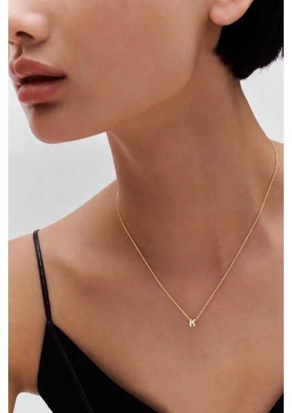 925 Ayar Gümüş Üç Boyutlu K Harfli Harfi Kolye