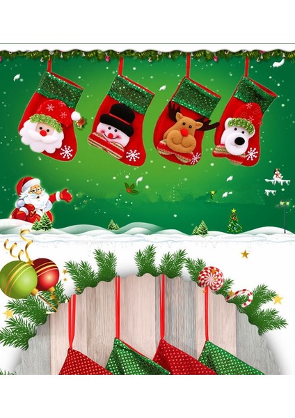 Noel Çorapları Noel Ağacı Süs Çantaları Hediyeler Şeker Çantaları Sevimli(Yurt Dışından) fiyatları