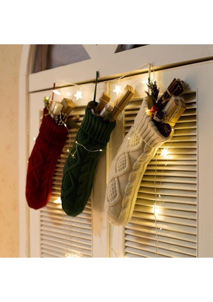 Örme Noel Çorap Süslemeleri Yılbaşı Hediye Çantaları Şömine Noel Baba Geyik Çorapları Sevimli Hediye Çantaları fırsatları