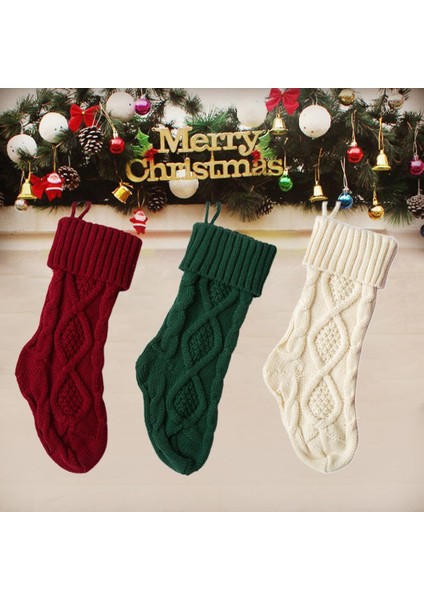 Örme Noel Çorap Süslemeleri Yılbaşı Hediye Çantaları Şömine Noel Baba Geyik Çorapları Sevimli Hediye Çantaları indirimleri