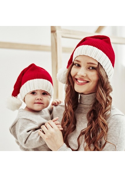 Örme Noel Şapkası Sevimli Pom Pom Yetişkin Çocuk Yumuşak Fasulye Fasulye Noel Baba Şapkası Yılbaşı Partisi Çocuk Hediye Dekorasyonu