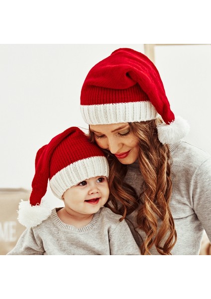 Örme Noel Şapkası Sevimli Pom Pom Yetişkin Çocuk Yumuşak Fasulye Fasulye Noel Baba Şapkası Yılbaşı Partisi Çocuk Hediye Dekorasyonu