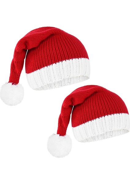 Örme Noel Şapkası Sevimli Pom Pom Yetişkin Çocuk Yumuşak Fasulye Fasulye Noel Baba Şapkası Yılbaşı Partisi Çocuk Hediye Dekorasyonu