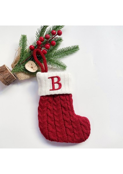 Noel Çorabı Kırmızı Kar Tanesi Alfabe Harfleri Noel Örme Çorapları Süsleme Ev Hediyesi fiyatları