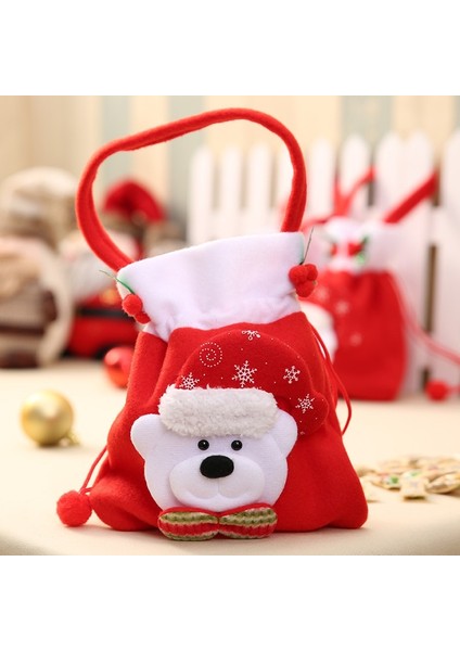 Noel Baba Çantaları Çocuklar Yılbaşı Hediyeleri Şeker Çorap Çantaları Noel Baba Baskılı Keten Şeker Çantaları modelleri