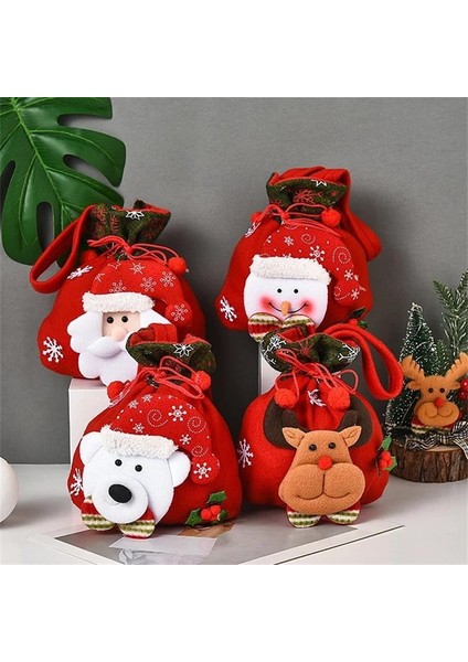Noel Baba Çantaları Çocuklar Yılbaşı Hediyeleri Şeker Çorap Çantaları Noel Baba Baskılı Keten Şeker Çantaları fırsatları