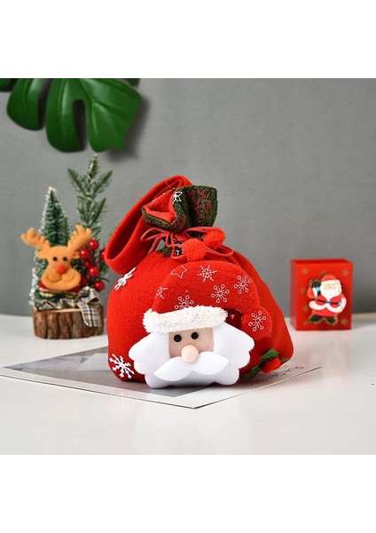 Noel Baba Çantaları Çocuklar Yılbaşı Hediyeleri Şeker Çorap Çantaları Noel Baba Baskılı Keten Şeker Çantaları