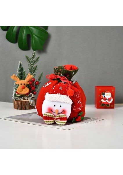 Noel Baba Çantaları Çocuklar Yılbaşı Hediyeleri Şeker Çorap Çantaları Noel Baba Baskılı Keten Şeker Çantaları(Yurt Dışından)