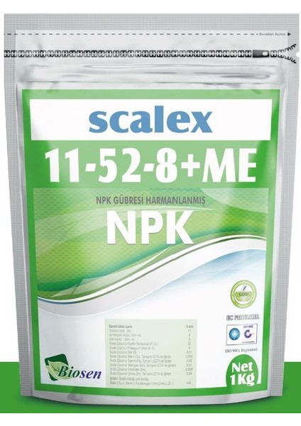 Biosen-Scalex-11-52-8 +Me (Harmanlanmış Npk Yaprak Gübresi)- 1kg