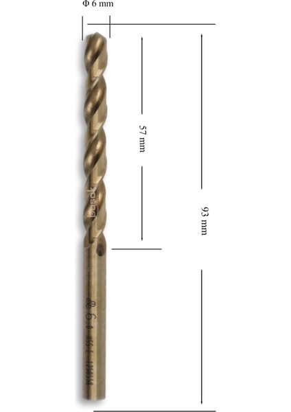 6,0 mm Paslanmaz Matkap Ucu Altın Seri HSS-E DIN 338