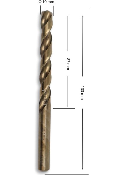 10,0 mm Paslanmaz Matkap Ucu Altın Seri HSS-E DIN 338
