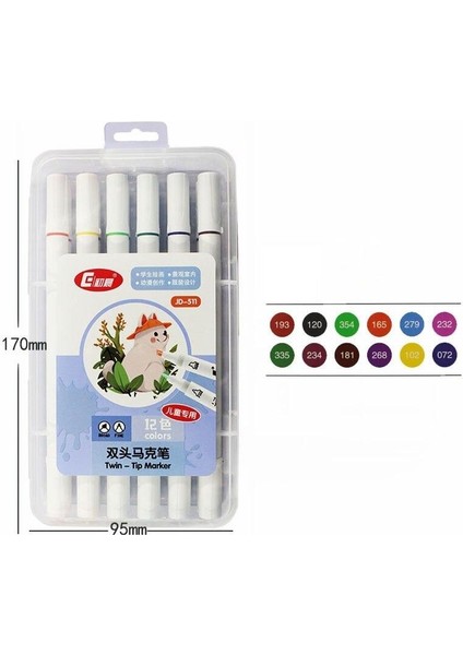 12 Adet Slim Marker Kalem Seti