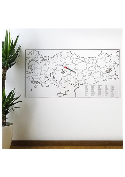 Yazılabilir Türkiye Haritası Manyetik Duvar Stickerı 110 x 56 cm indirimleri