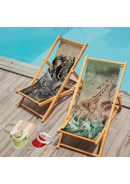 Zürafa Tasarımlı Katlanabilir Şezlong Fırınlanmış Gürgen Ağacı Süet Kumaş fiyatları