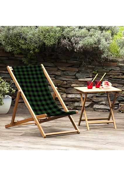 Yeşil Kareli Katlanabilir Şezlong Fırınlanmış Gürgen Ağacı Süet Kumaş fiyatları