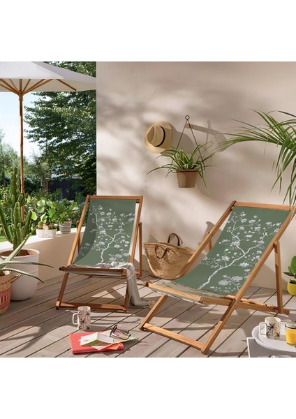 Yeşil Çiçek Tasarımlı Şezlong Fırınlanmış Gürgen Ağacı Süet Kumaş fırsatları