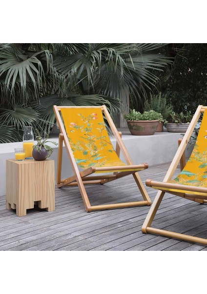 Sarı Çiçek Tasarımlı Şezlong Fırınlanmış Gürgen Ağacı Süet Kumaş modelleri