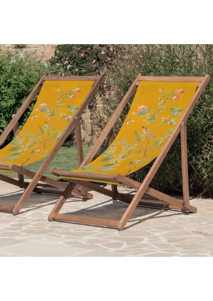 Sarı Çiçek Tasarımlı Şezlong Fırınlanmış Gürgen Ağacı Süet Kumaş indirimleri
